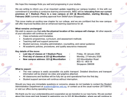 Announcement – Relocation of IMSC Campus